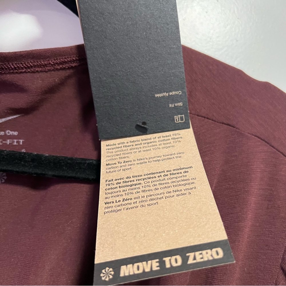 Nike Dri-FIT Wrap Top Burgundy Long Sleeve Tie Front Cropped NWT Size L - Picture 4 of 6